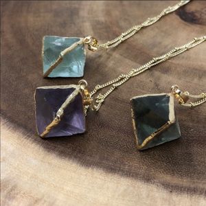 14k Gold Fluorite Crystal Boho Necklace